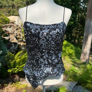 Cach’e Silver Sequin Top Size M